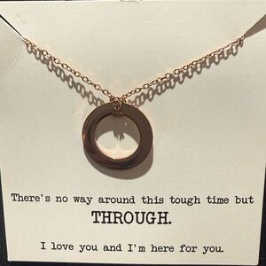 Ana + Cara Elegant Rose Gold Tone Circle Pendant Necklace